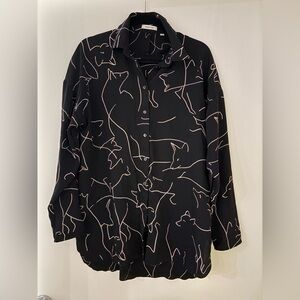 Babaton Black and Pink Patterned Shirt